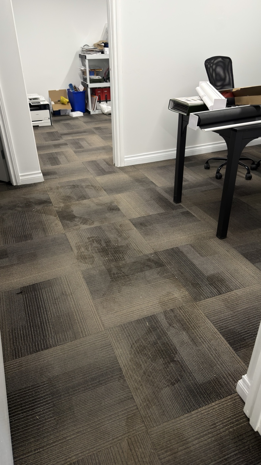 Commercial office carpet before cleaning